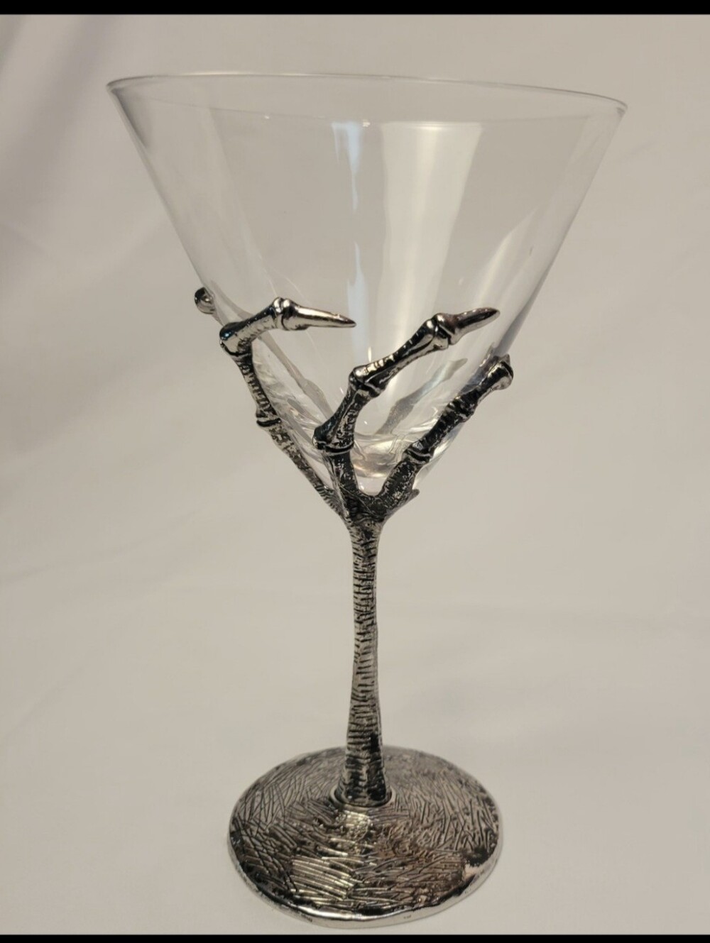 Skeleton Hand Halloween Martini Glass Metal Stem Goth New